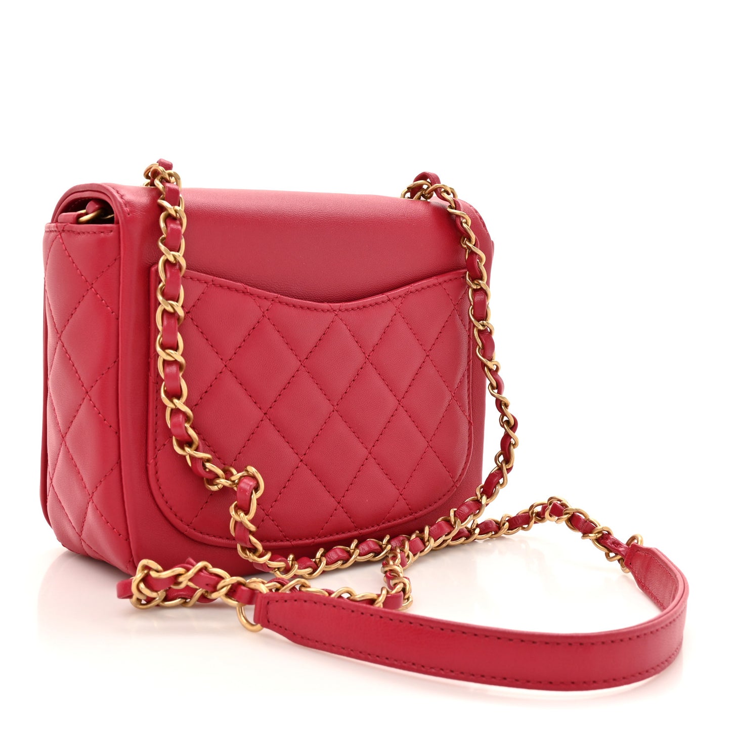 Lambskin Quilted Lucky Charms CC Crossbody Messenger Flap Red