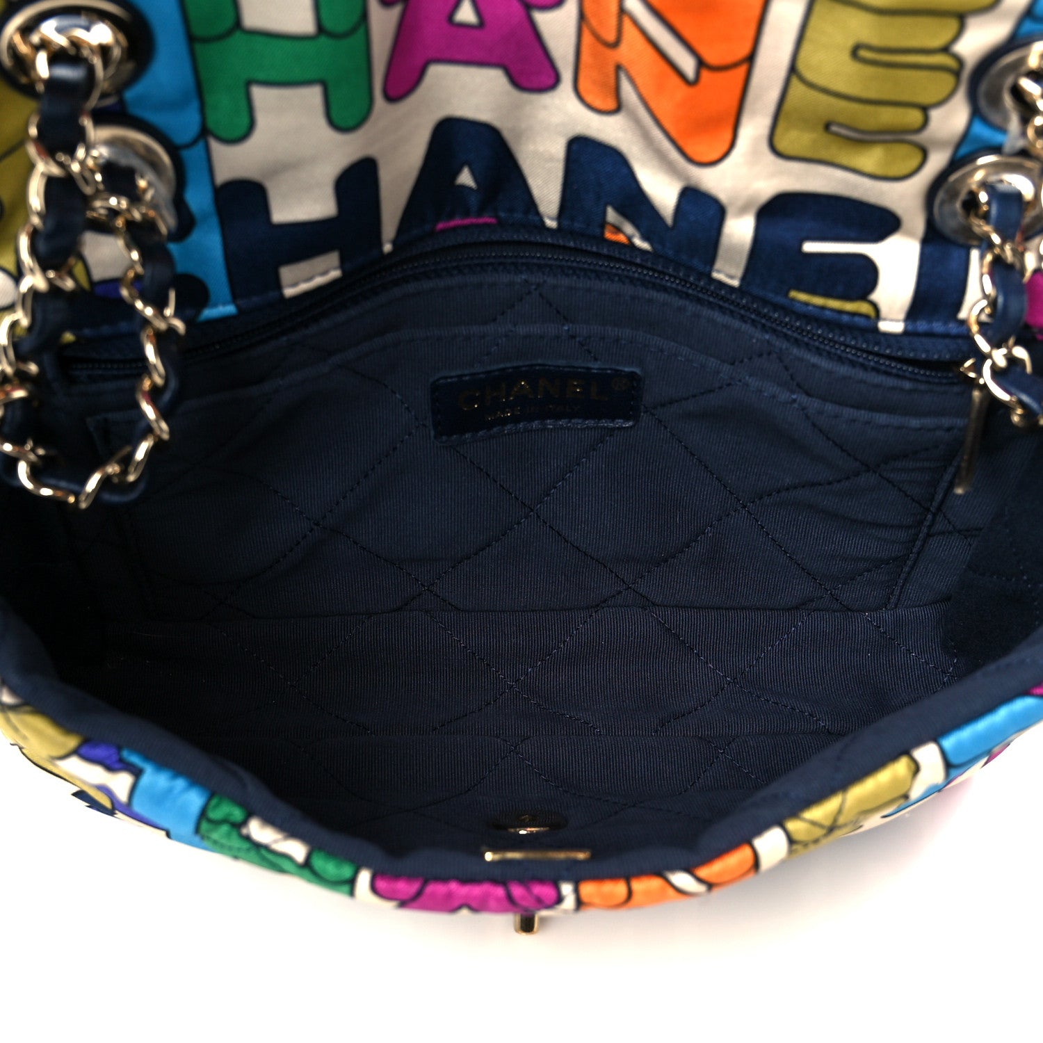 Chanel Printed Fabric Quilted Logo Single Flap Bag Multicolor 5 of 11