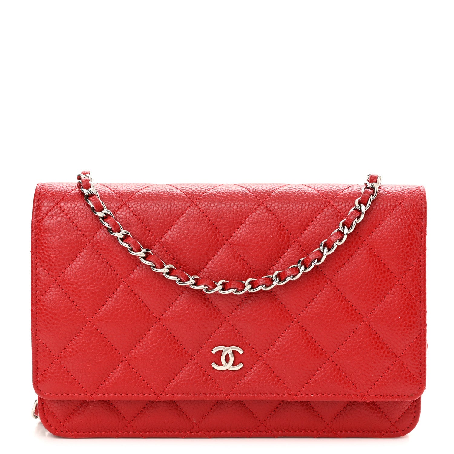Chanel Caviar Quilted Wallet On Chain WOC Dark Red 1 of 12
