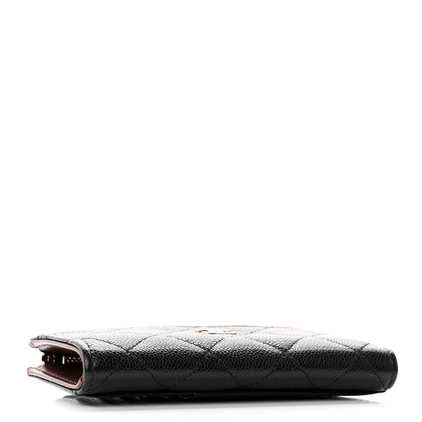 Caviar Quilted Zip Card Holder Black