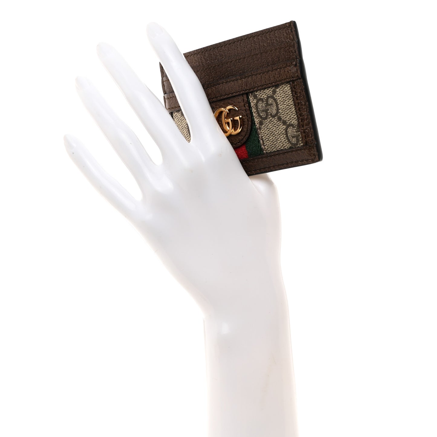 GG Supreme Monogram Ophidia Card Holder Brown