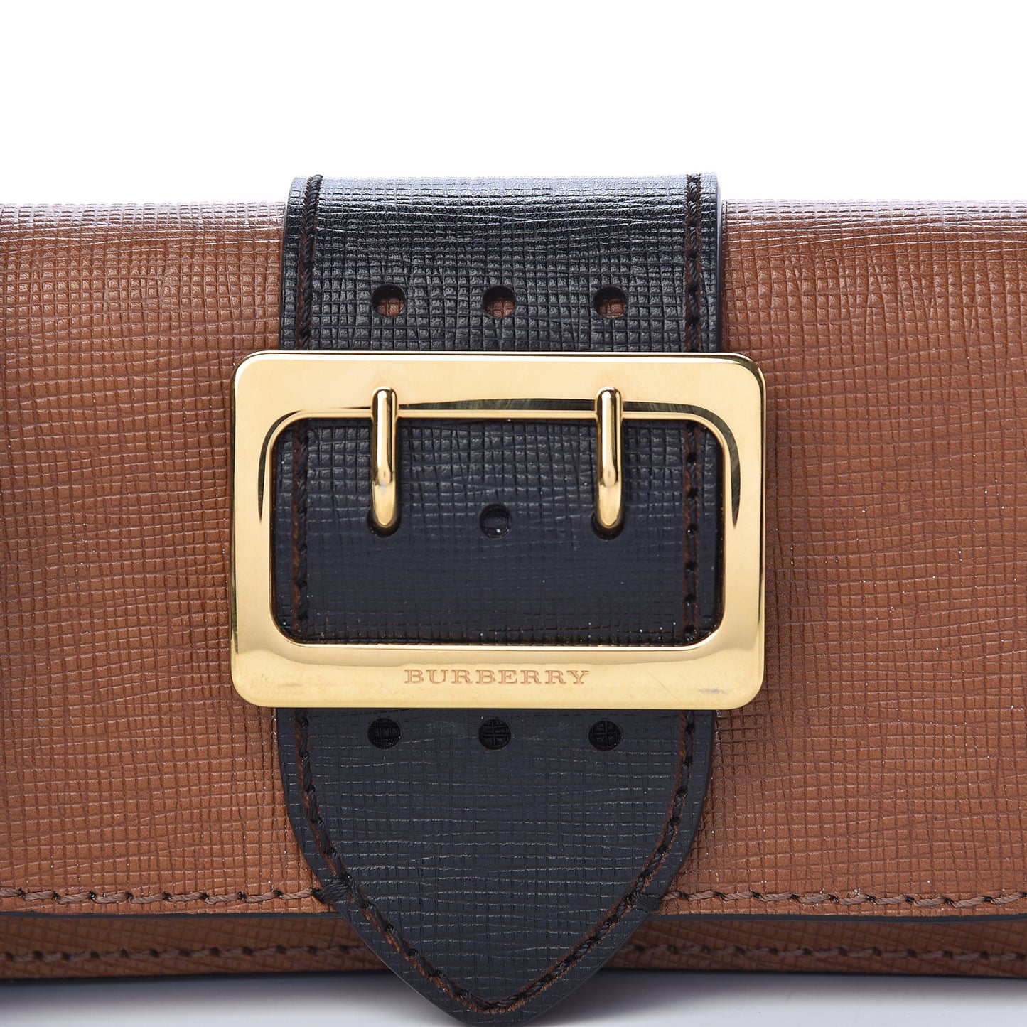 Grainy Calfskin House Check Small Buckle Bag Brown