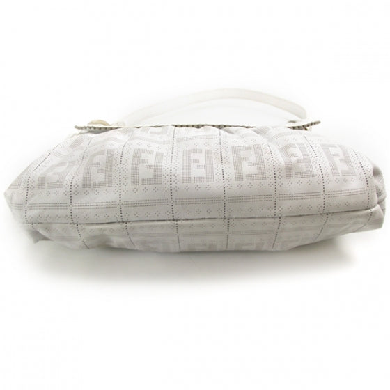 Fendi Calfskin Perforated Small Chef Shoulder Bag White 4 of 13