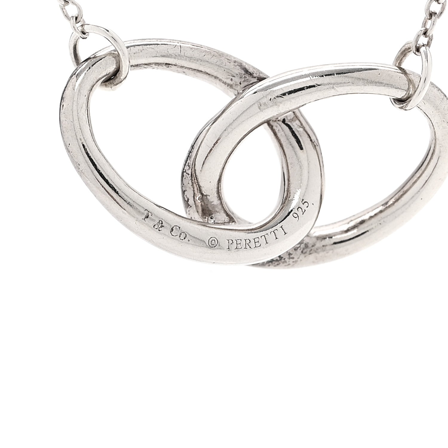 Tiffany Sterling Silver Elsa Peretti Interlocking Ovals Pendant Necklace 5 of 5
