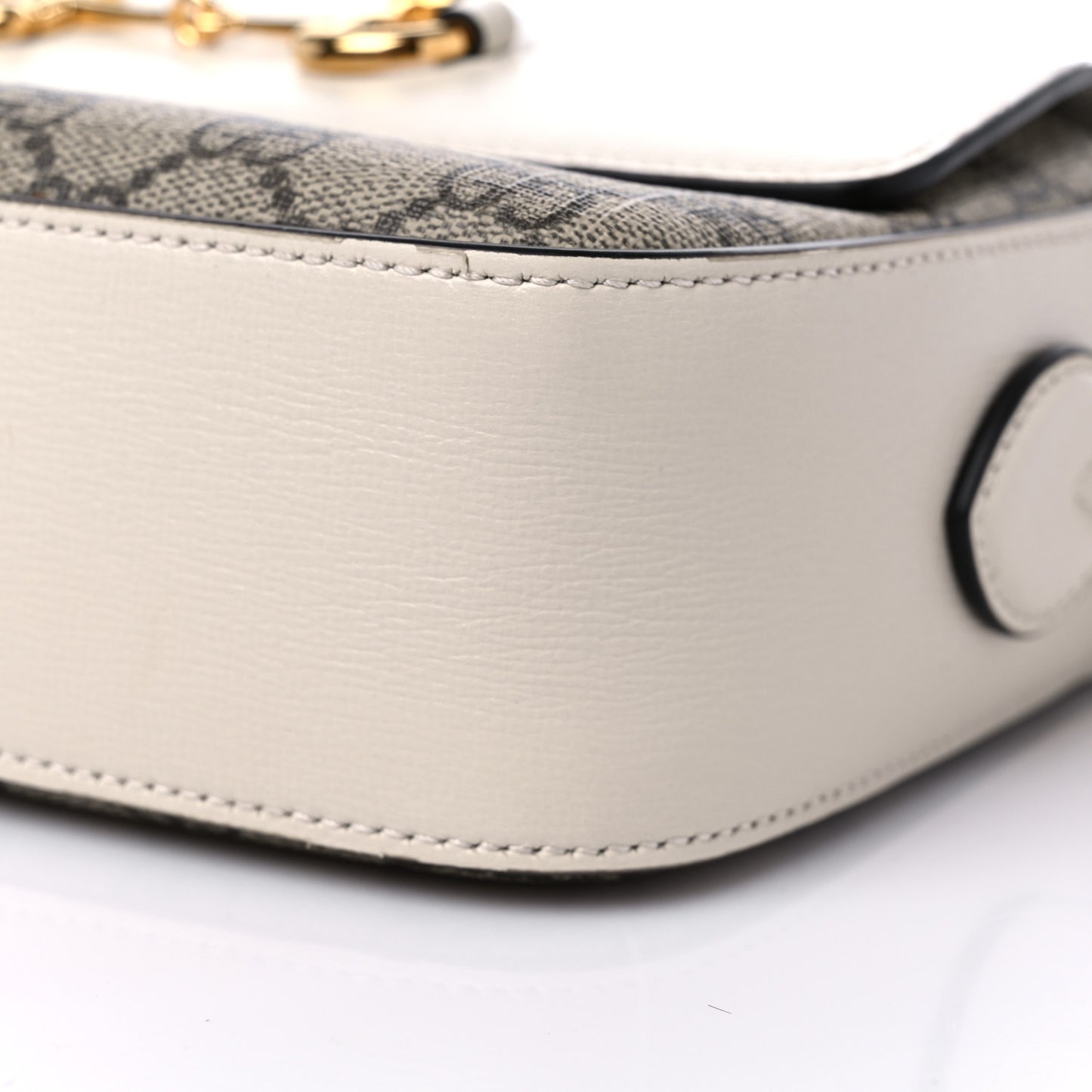 GG Supreme Monogram Small Horsebit 1955 Shoulder Bag Beige Mystic White