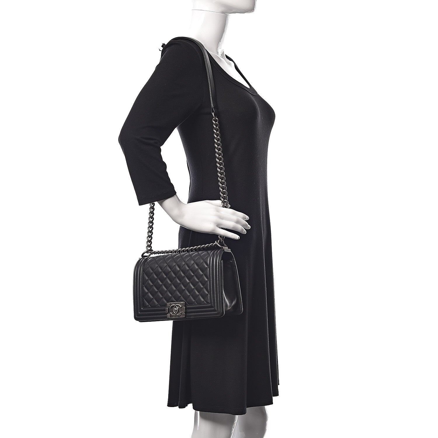 Chanel Calfskin Quilted Medium Boy Flap Black 2 of 18