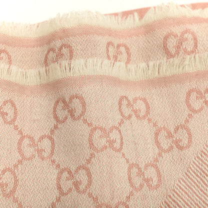 Gucci Wool Silk Monogram GGWeb Fringe Shawl Old Rose Pink 4 of 4