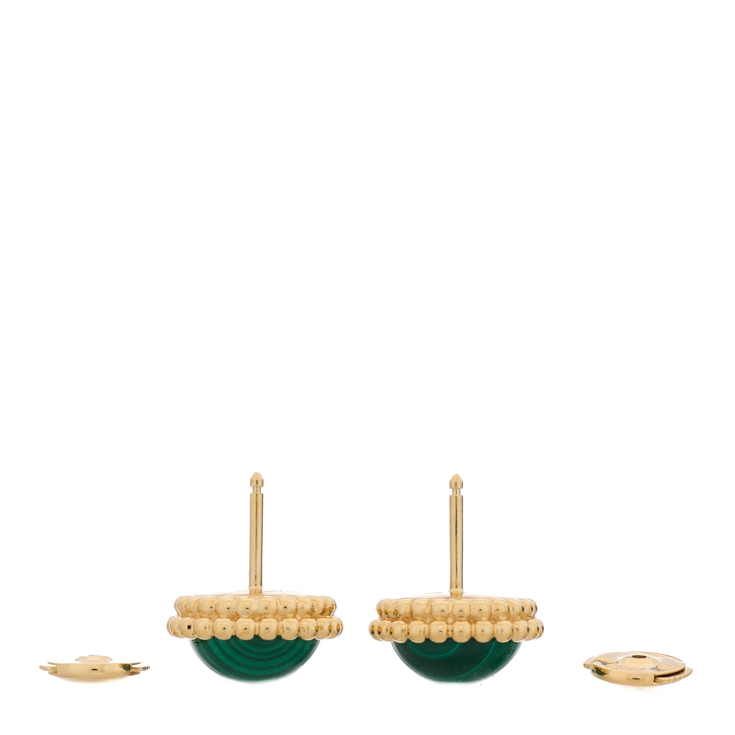 18K Yellow Gold Malachite Perlee Couleurs Earrings