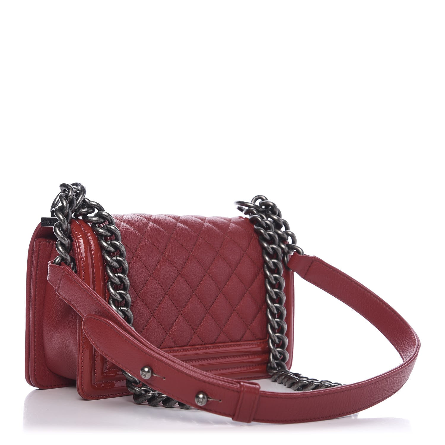 Chanel Goatskin Quilted Patent Small Duo Boy Flap Red 3 of 10
