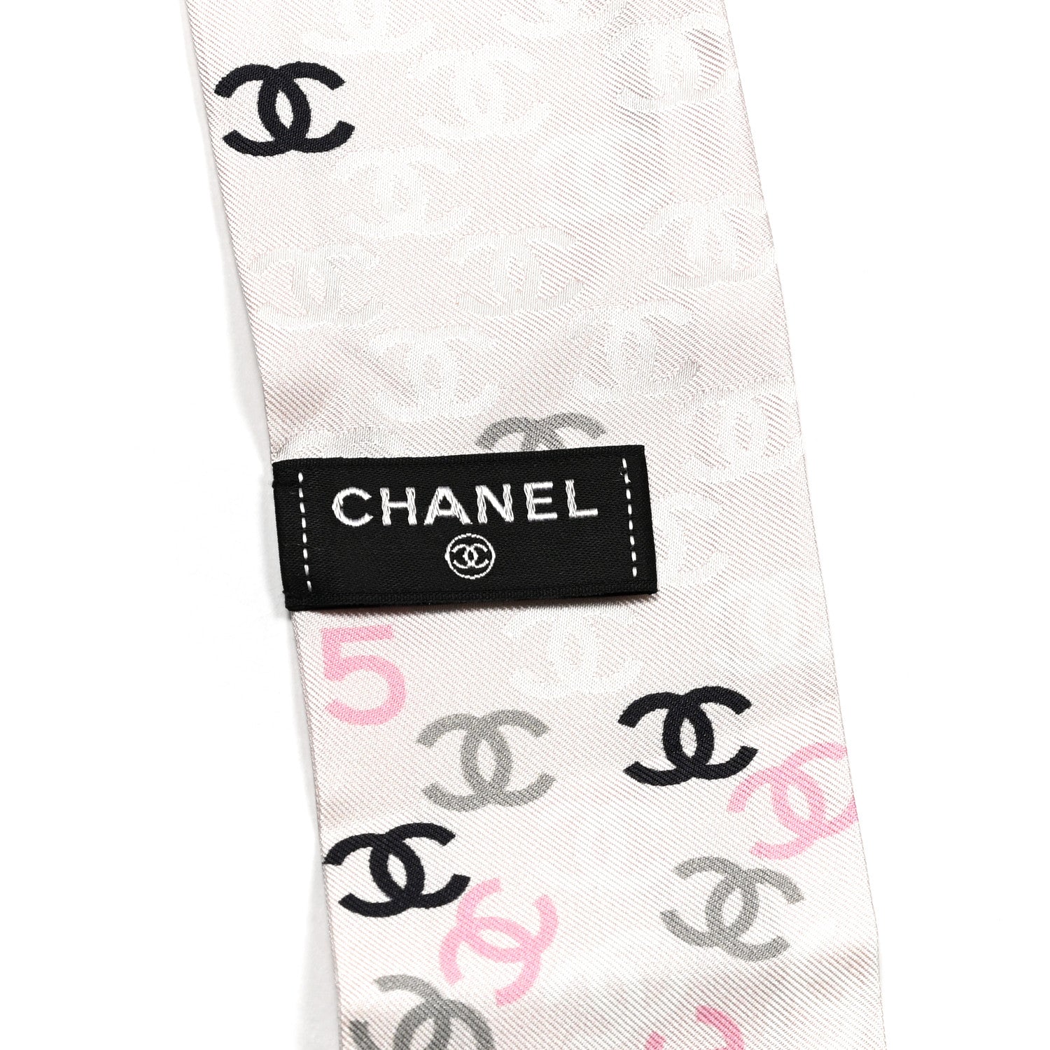 Chanel Silk CC Slim Bandeau Pink Ecru Black 3 of 3