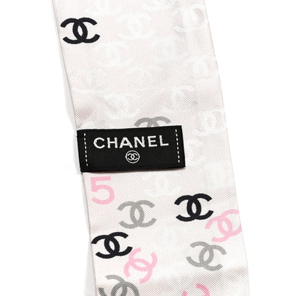 Chanel Silk CC Slim Bandeau Pink Ecru Black 3 of 3