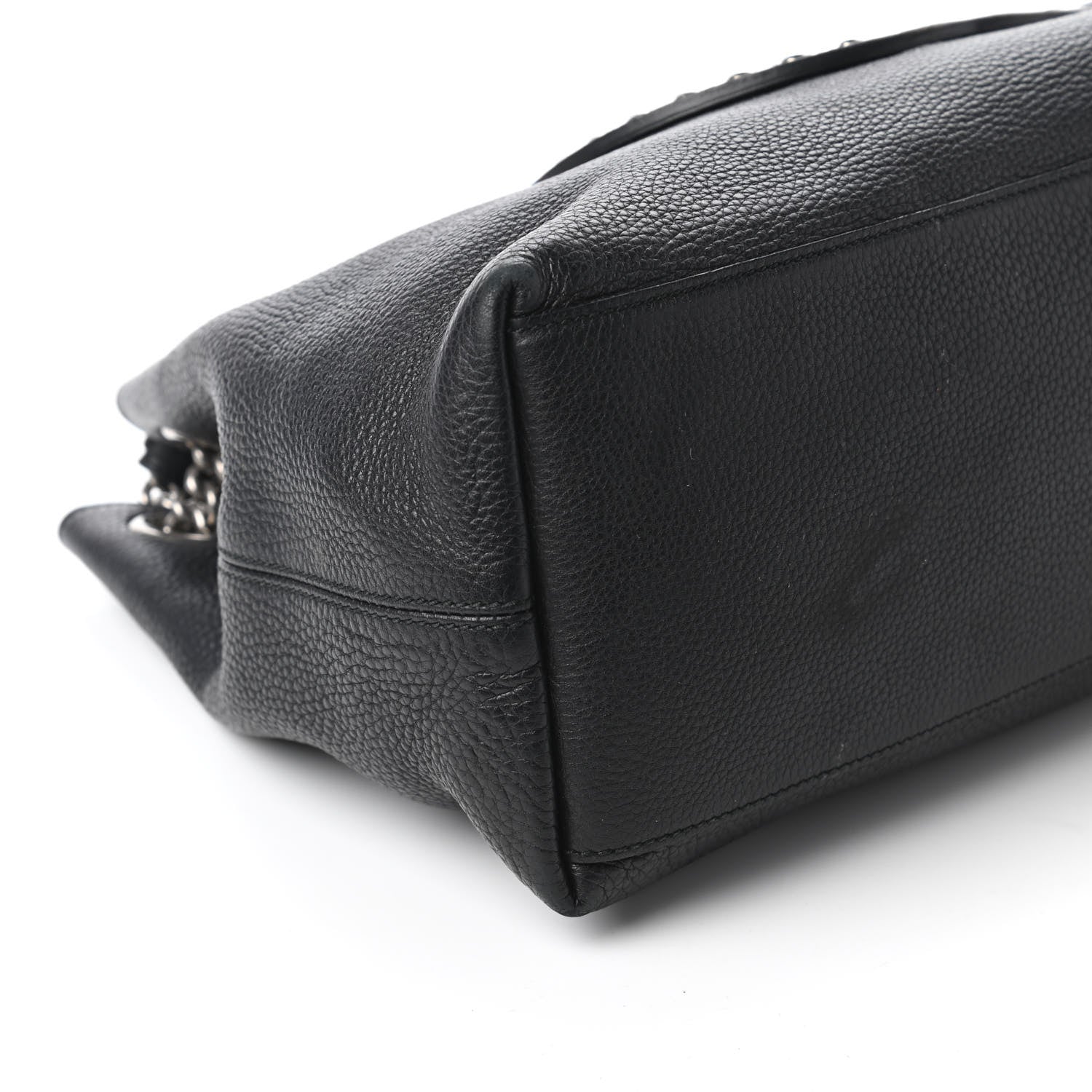 Gucci Pebbled Calfskin Studded Medium Soho Chain Shoulder Bag Black 6 of 11