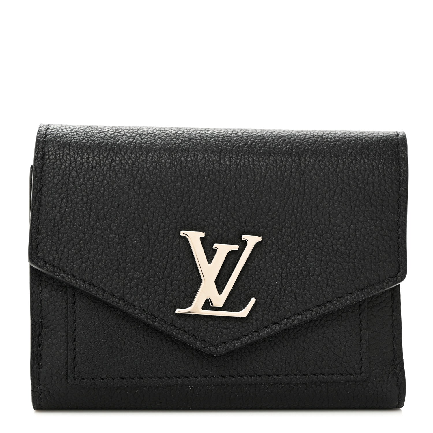 Louis Vuitton Soft Calfskin My Lockme Compact Wallet Black 1 of 6