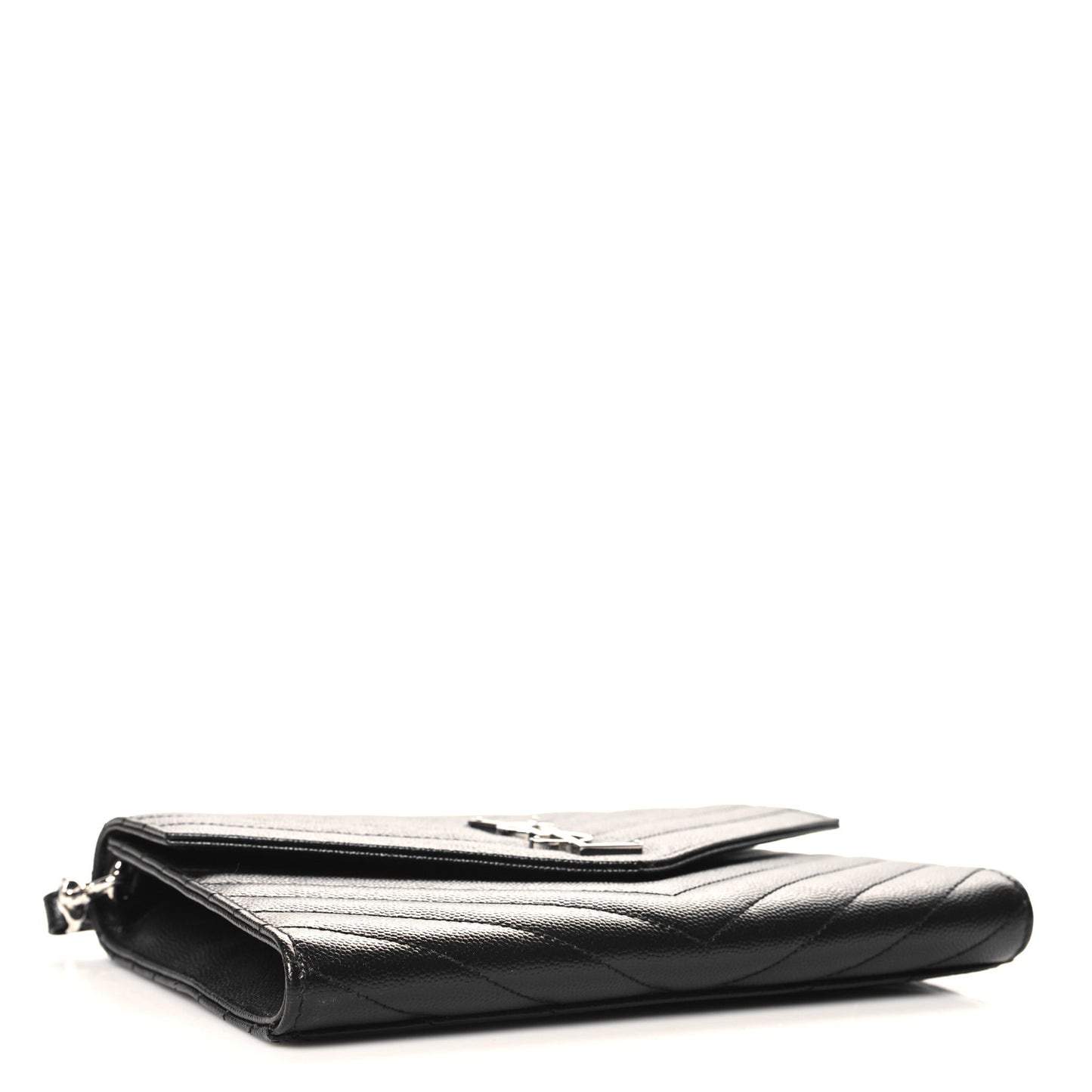 Grain De Poudre Matelasse Chevron Monogram Envelope Clutch Black