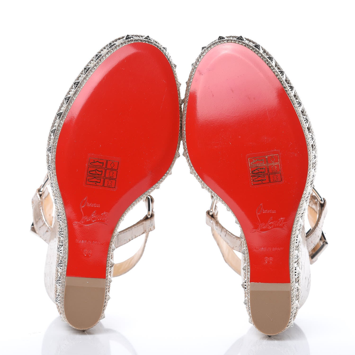 Christian Louboutin Cork Studded Pyradiams 110 Platform Sandals 36 Gold 5 of 9