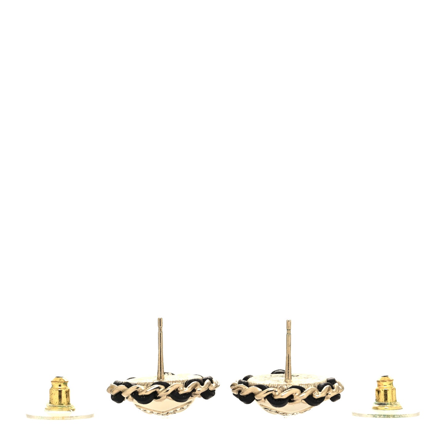 Pearl Crystal Lambskin CC Earrings Gold Black