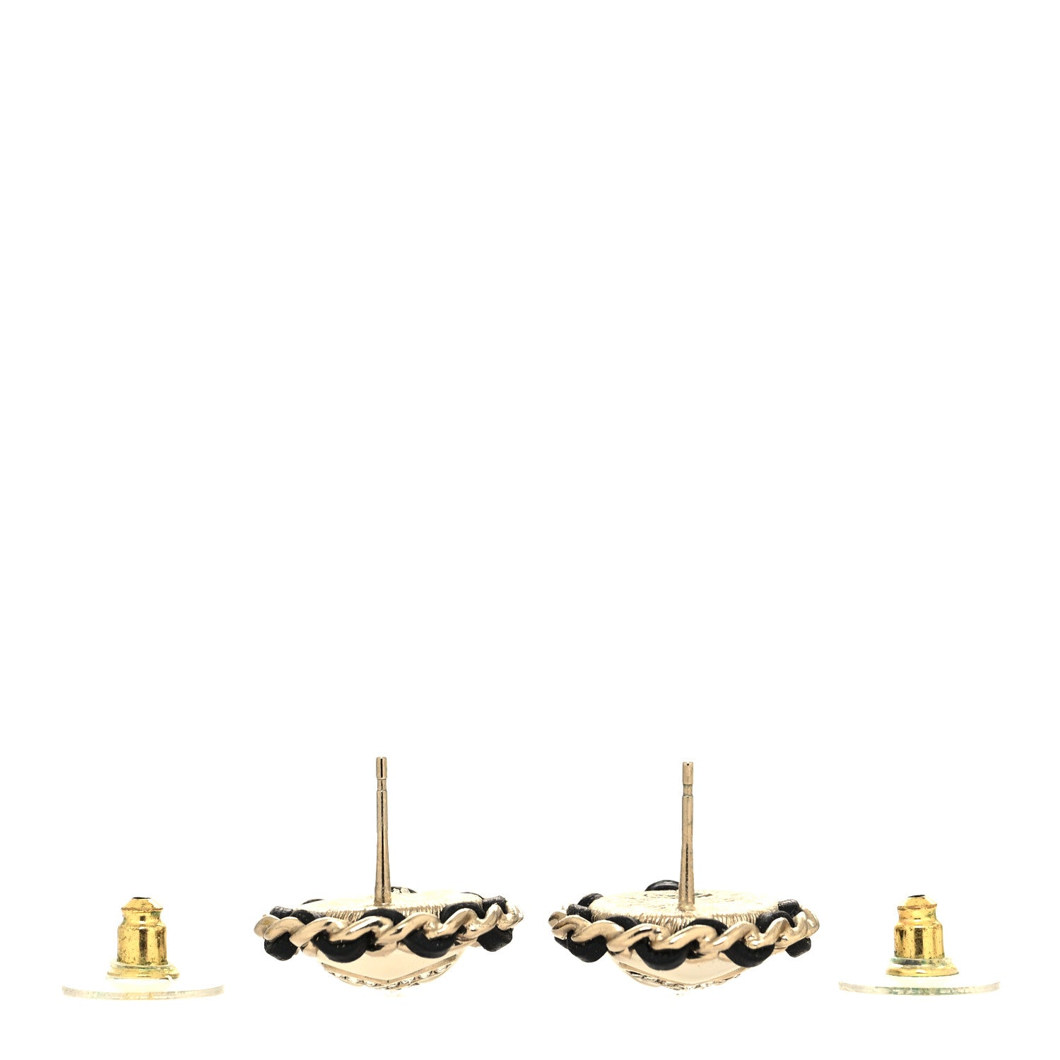 Chanel Pearl Crystal Lambskin CC Earrings Gold Black 3 of 4