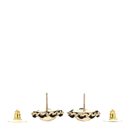 Chanel Pearl Crystal Lambskin CC Earrings Gold Black 3 of 4