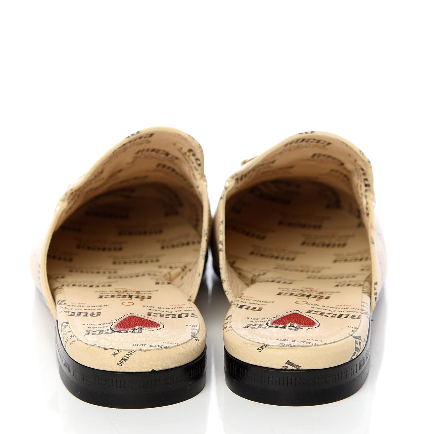 Gucci Calfskin Stamp Print Womens Princetown Slippers 37 Soy Black 7 of 11