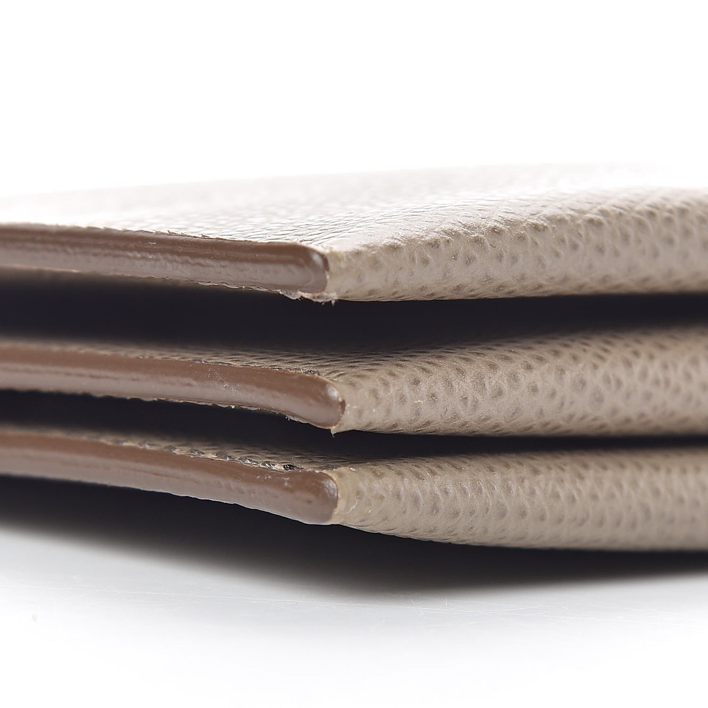 Shiny Grained Calfskin Solo Trio Cosmetic Pouch Taupe