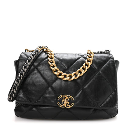 Chanel Goatskin Quilted Maxi Chanel 19 Flap Black 1 of 10