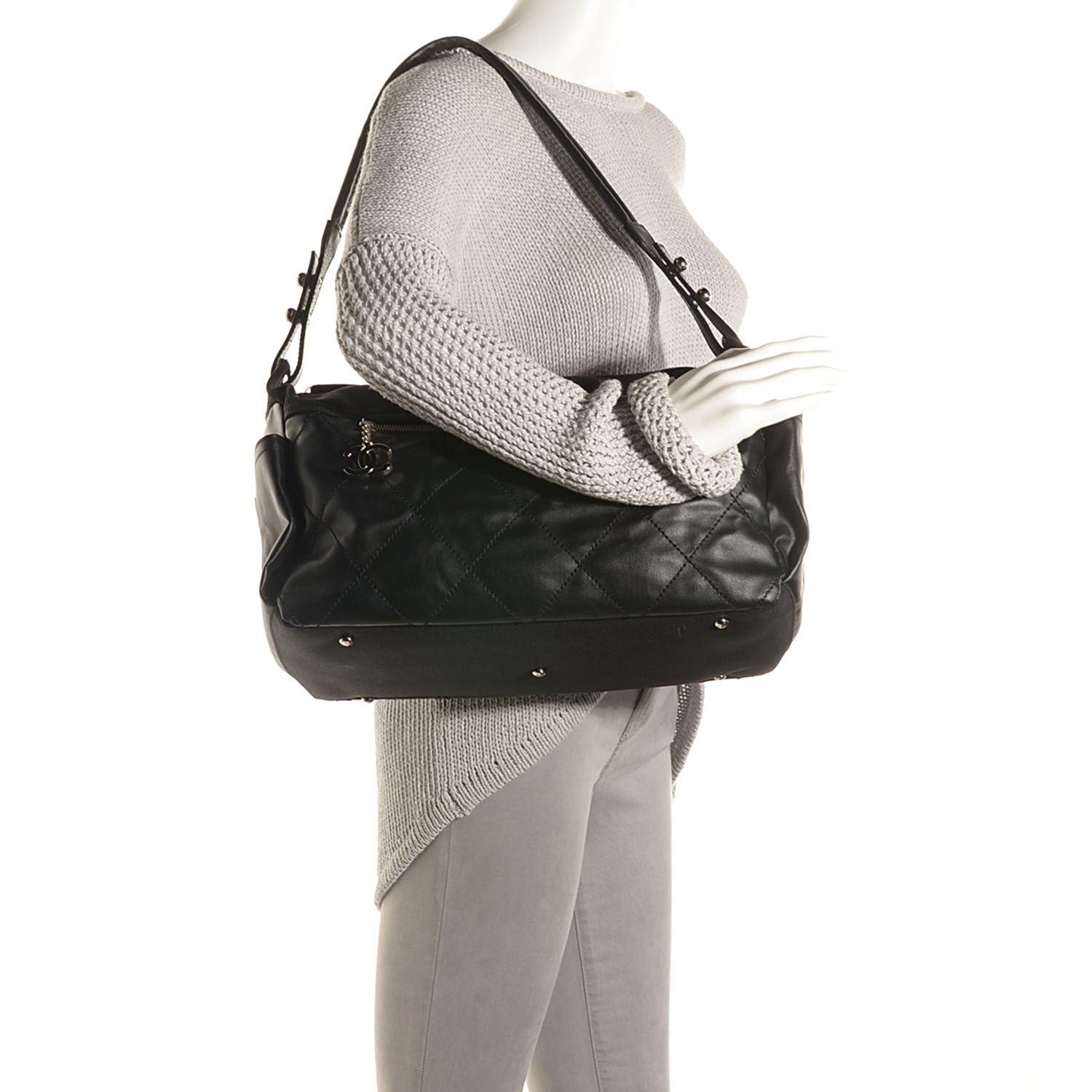 Chanel Coated Canvas Paris Biarritz Hobo Black 2 of 7