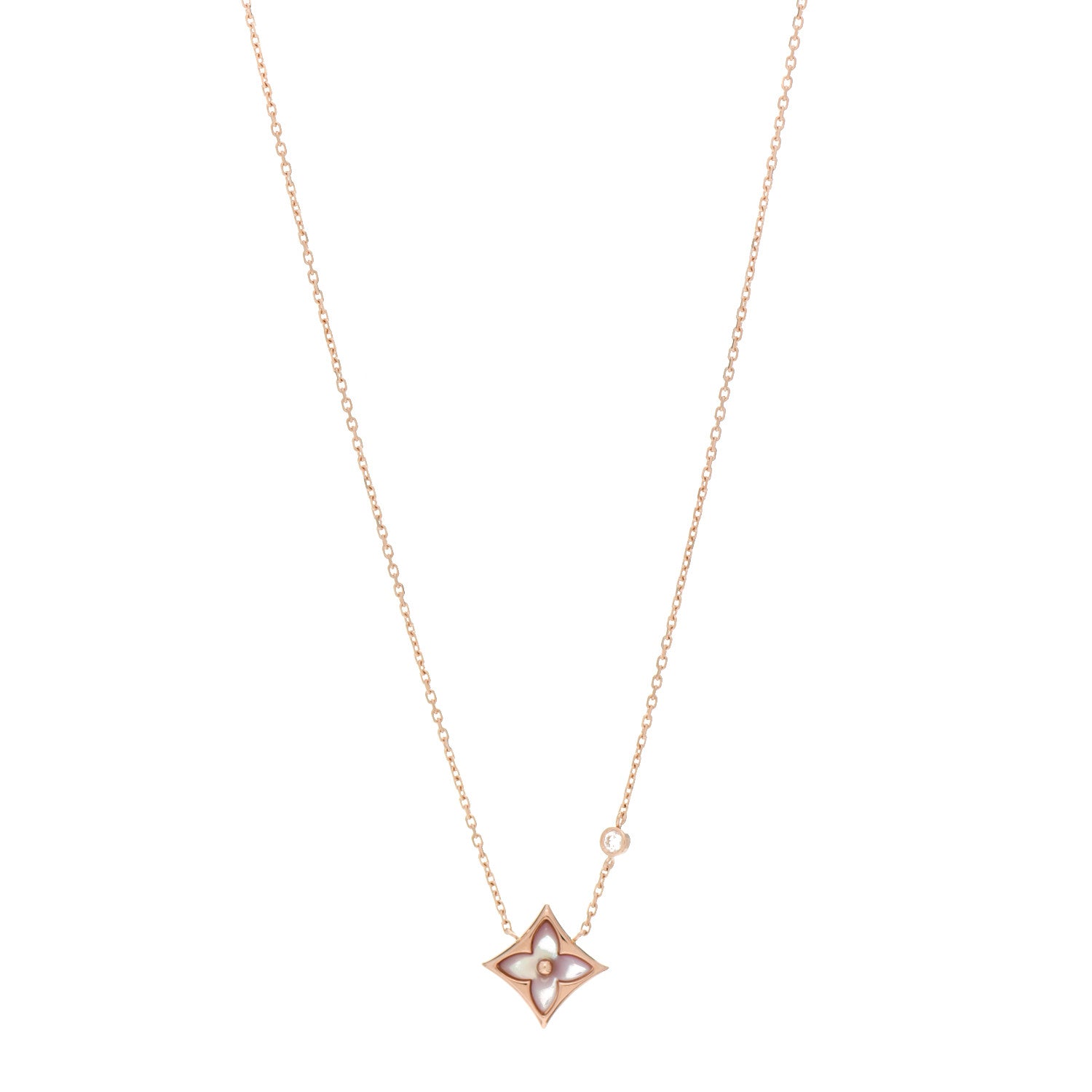 Louis Vuitton 18K Pink Gold Diamond Pink Mother of Pearl Color Blossom BB Star Pendant Necklace 1 of 5