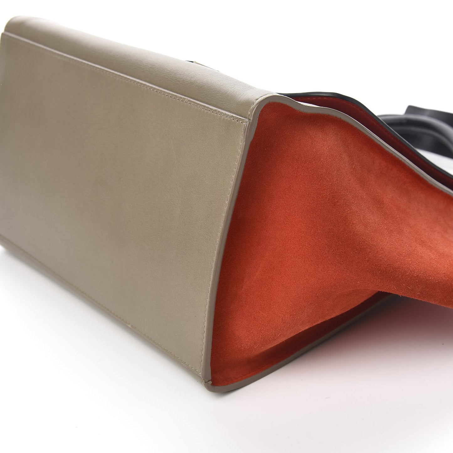 Smooth Calfskin Suede Medium Tri-Color Trapeze Orange