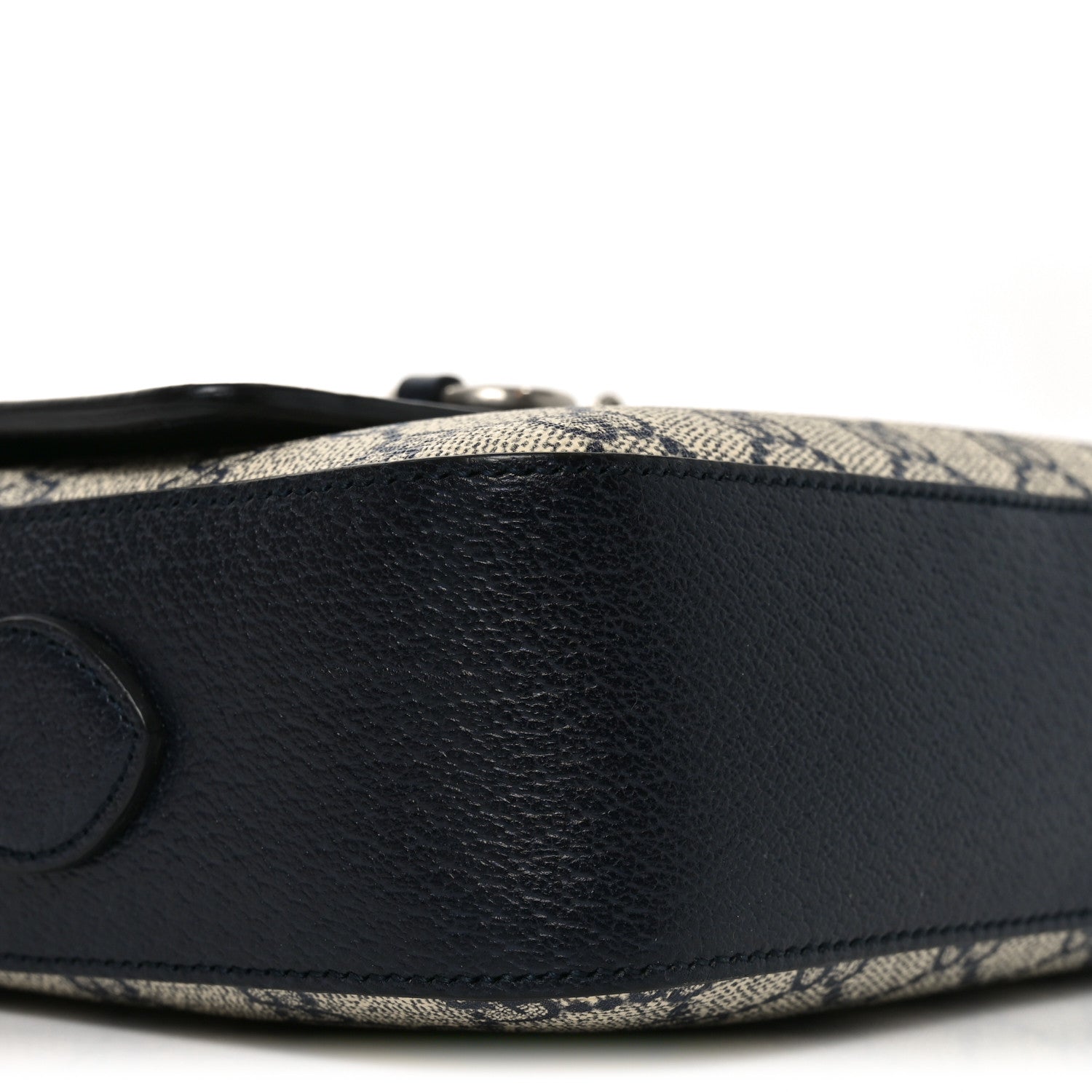 Gucci GG Supreme Monogram Textured Dollar Calfskin Small Horsebit 1955 Shoulder Bag Beige Blue 9 of 10