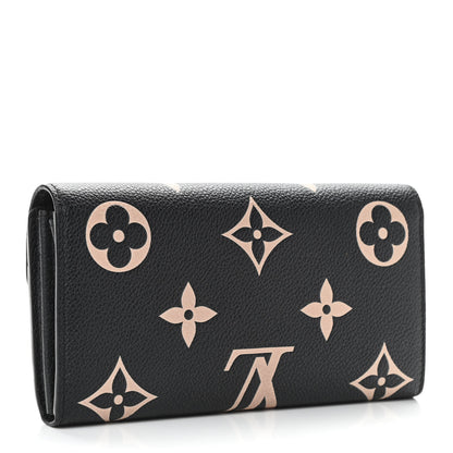 Louis Vuitton Monogram Empreinte Giant Sarah Wallet Black Beige 3 of 6