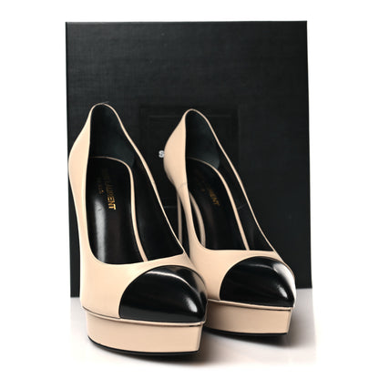 Saint Laurent Calfskin Cap Toe Janis 105 Platform Pumps 39 Powder 8 of 8