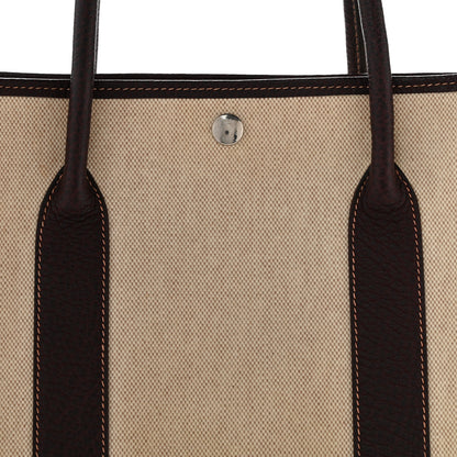 Hermes Buffle Skipper Toile Garden Party 36 MM Tote Marron Fonce 7 of 12