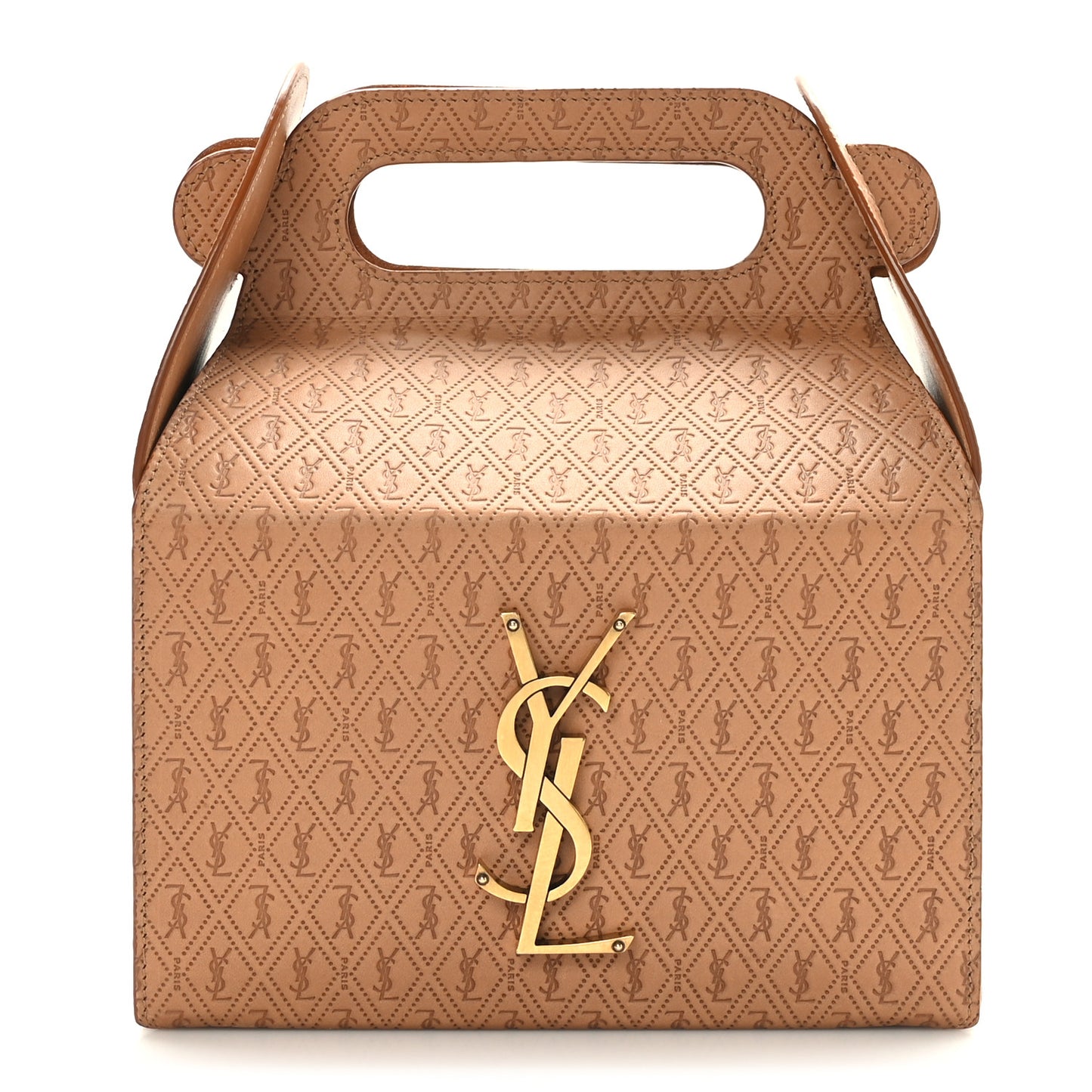 Calfskin Monogram Take Away Box Dusty Vintage Brown Gold