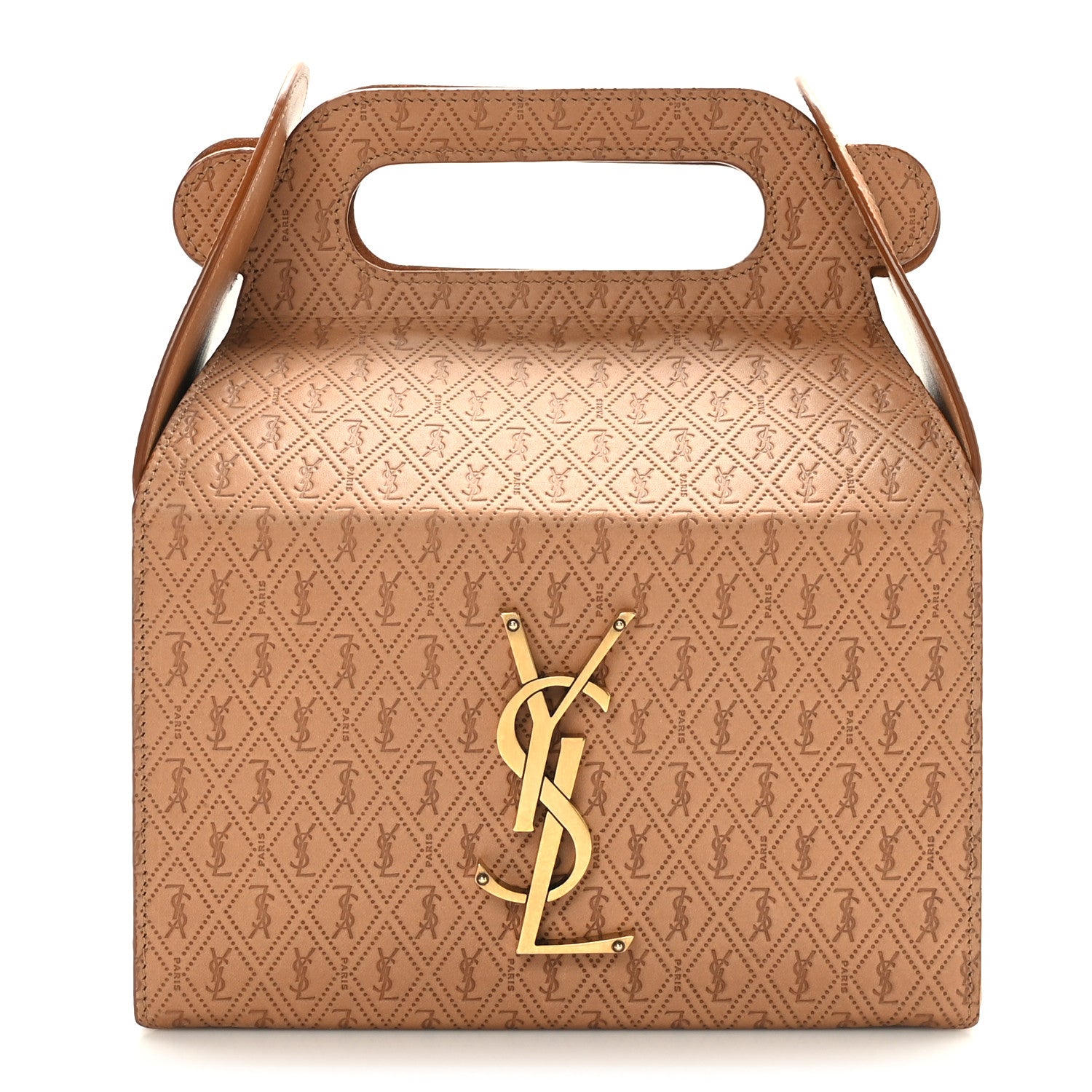 Saint Laurent Calfskin Monogram Take Away Box Dusty Vintage Brown Gold 1 of 11