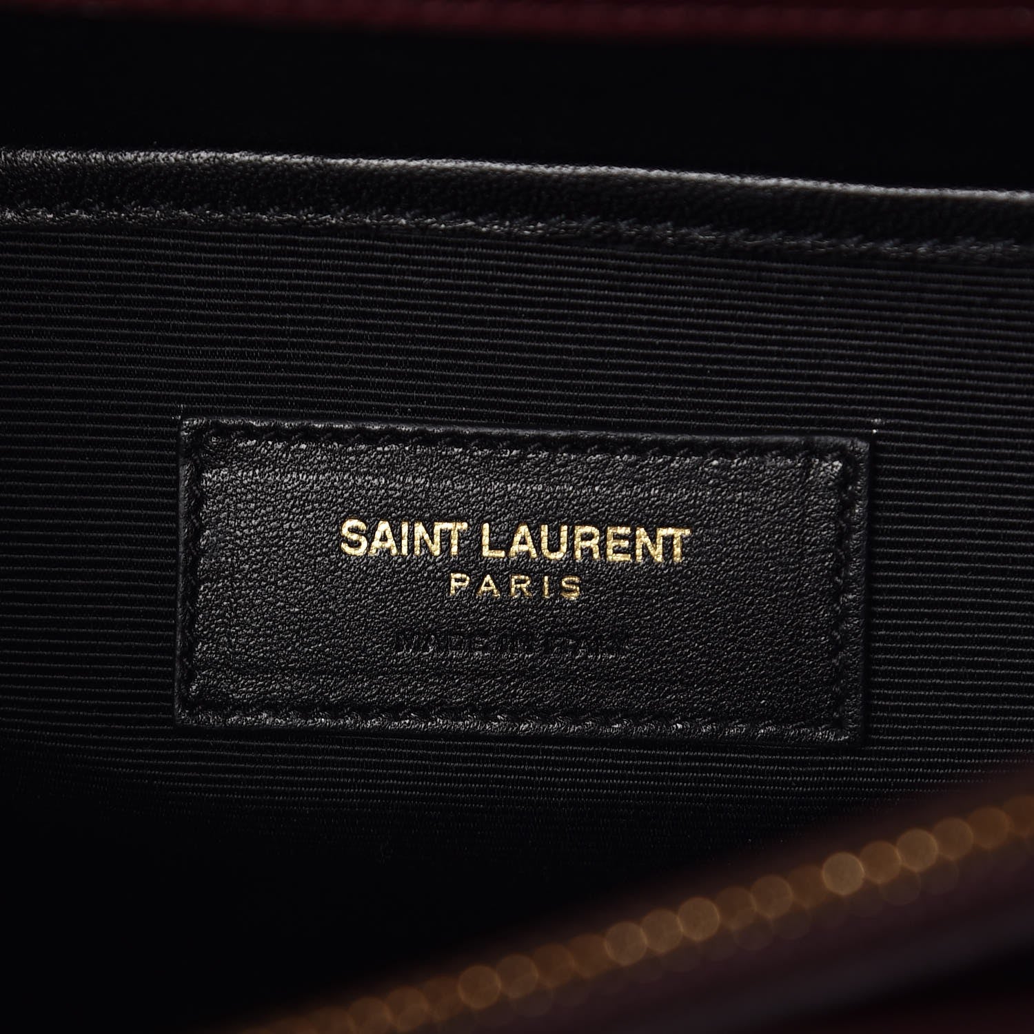 Saint Laurent Calfskin Crocodile Embossed Medium Moujik Top Handle Bag Amarena 6 of 17