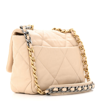Chanel Lambskin Quilted Medium Chanel 19 Flap Beige 3 of 21