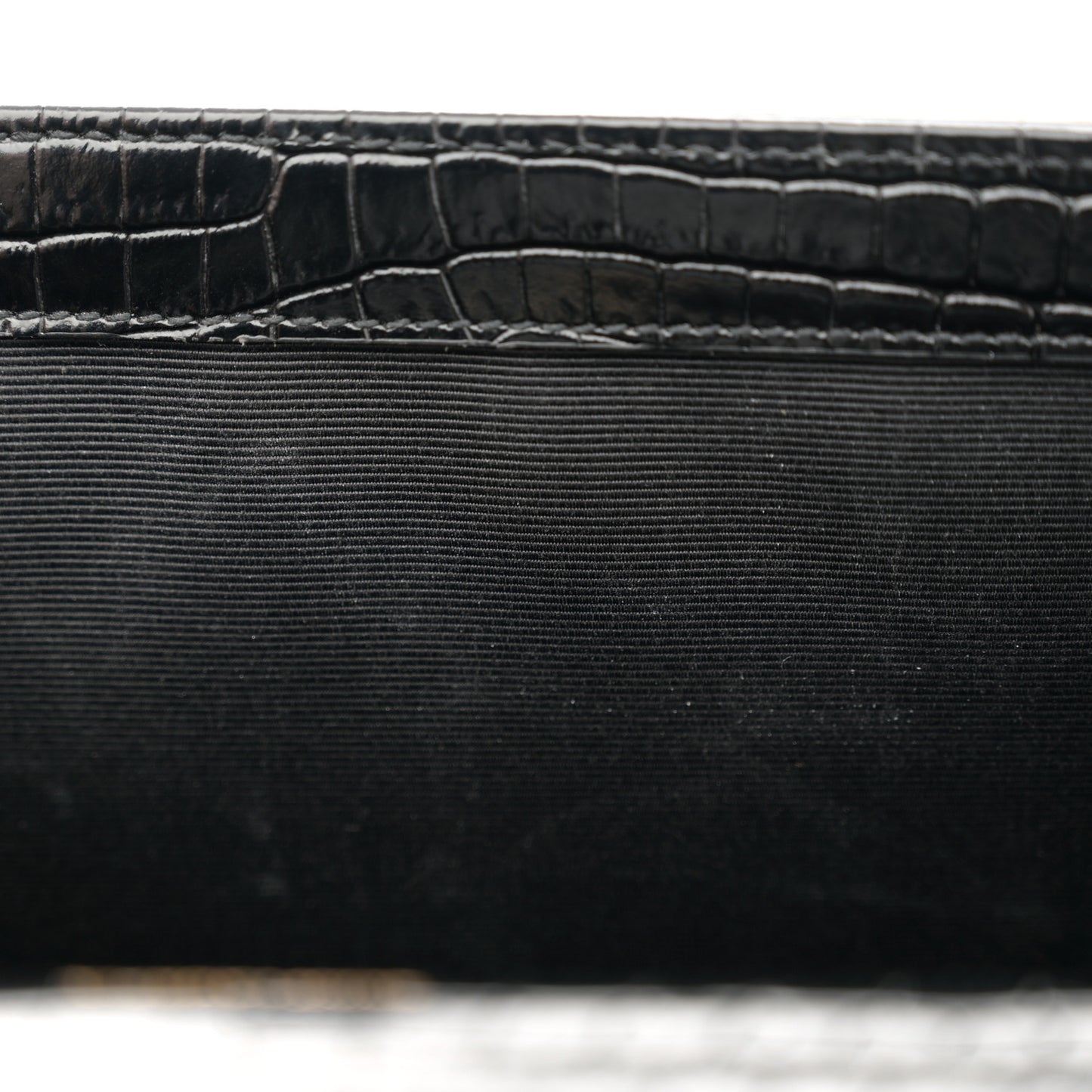 Calfskin Crocodile Embossed Medium Classic Monogram Kate Tassel Satchel Black