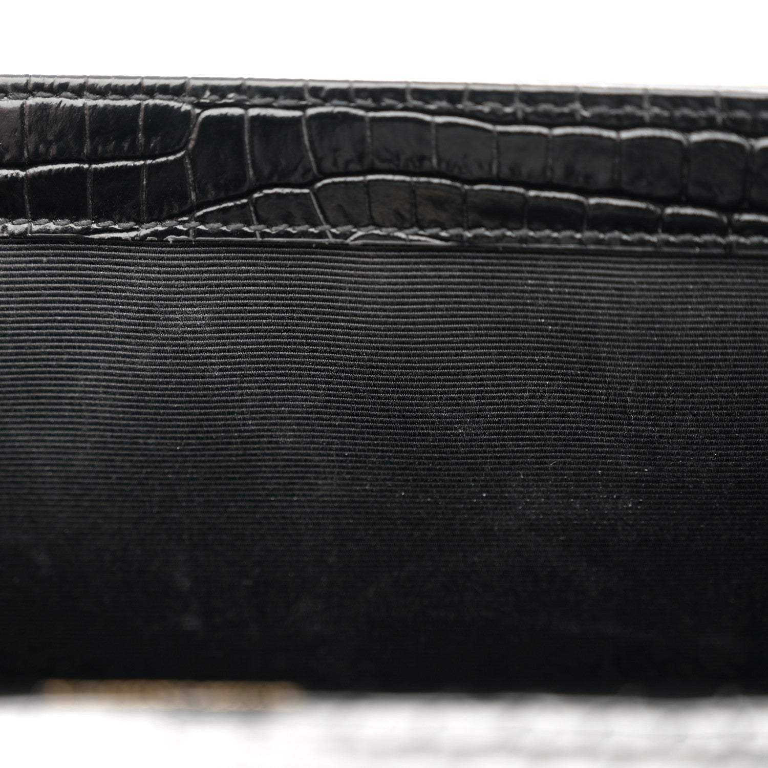 Saint Laurent Calfskin Crocodile Embossed Medium Classic Monogram Kate Tassel Satchel Black 13 of 13