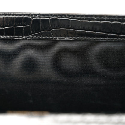 Saint Laurent Calfskin Crocodile Embossed Medium Classic Monogram Kate Tassel Satchel Black 13 of 13