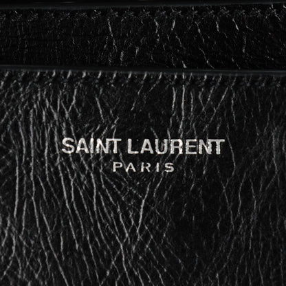 Saint Laurent Glazed Calfskin Mini Curved Studded Saddle Bag Black 6 of 8