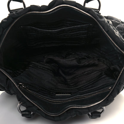 Prada Tessuto Nylon Nappa Braided Gaufre Shopping Satchel Black 5 of 20