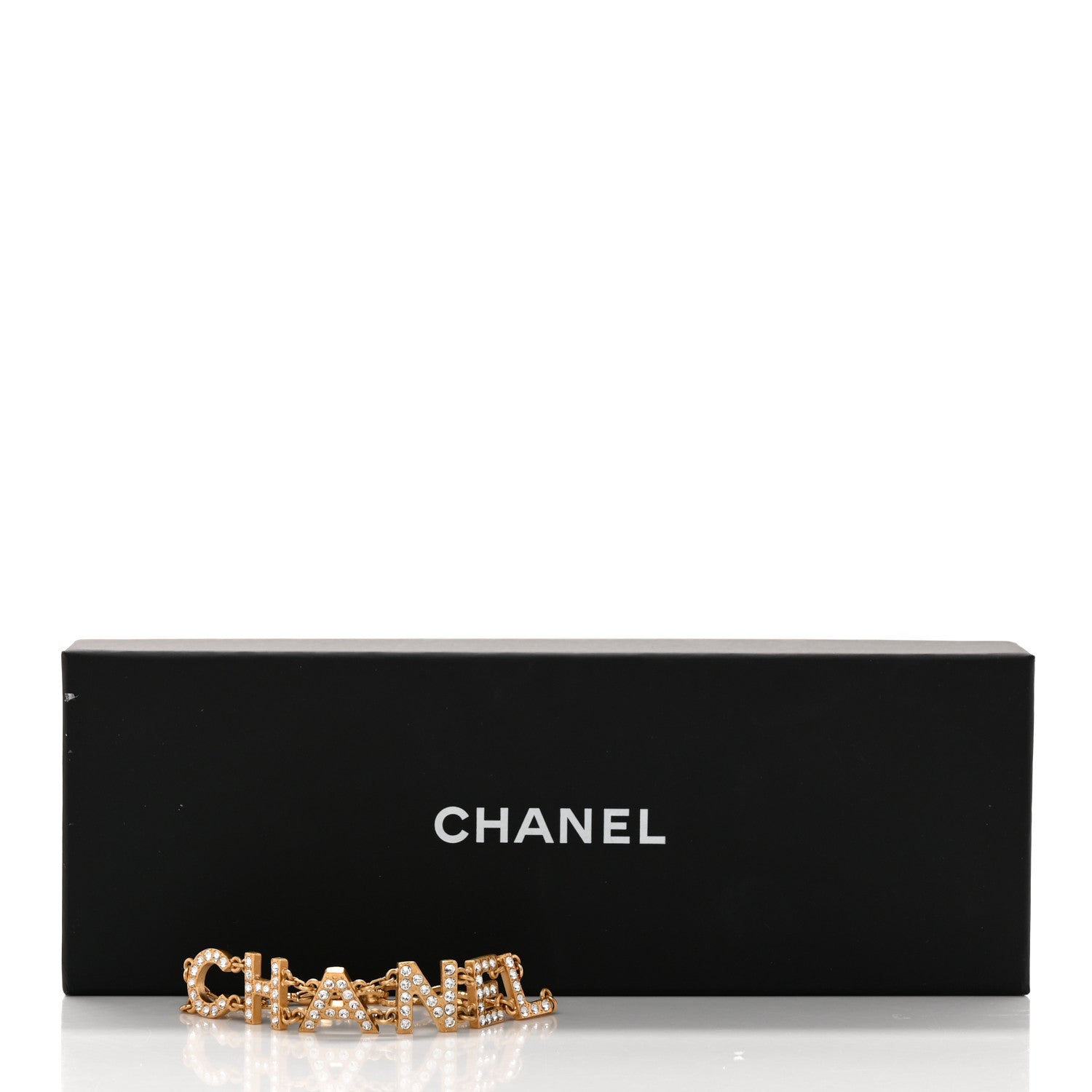 Chanel Metal Crystal 90's Icon Logo Bracelet Gold 5 of 5