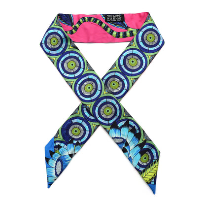 Hermes Silk The Savana Dance Twilly Rose Indien Indigo Vert 1 of 6