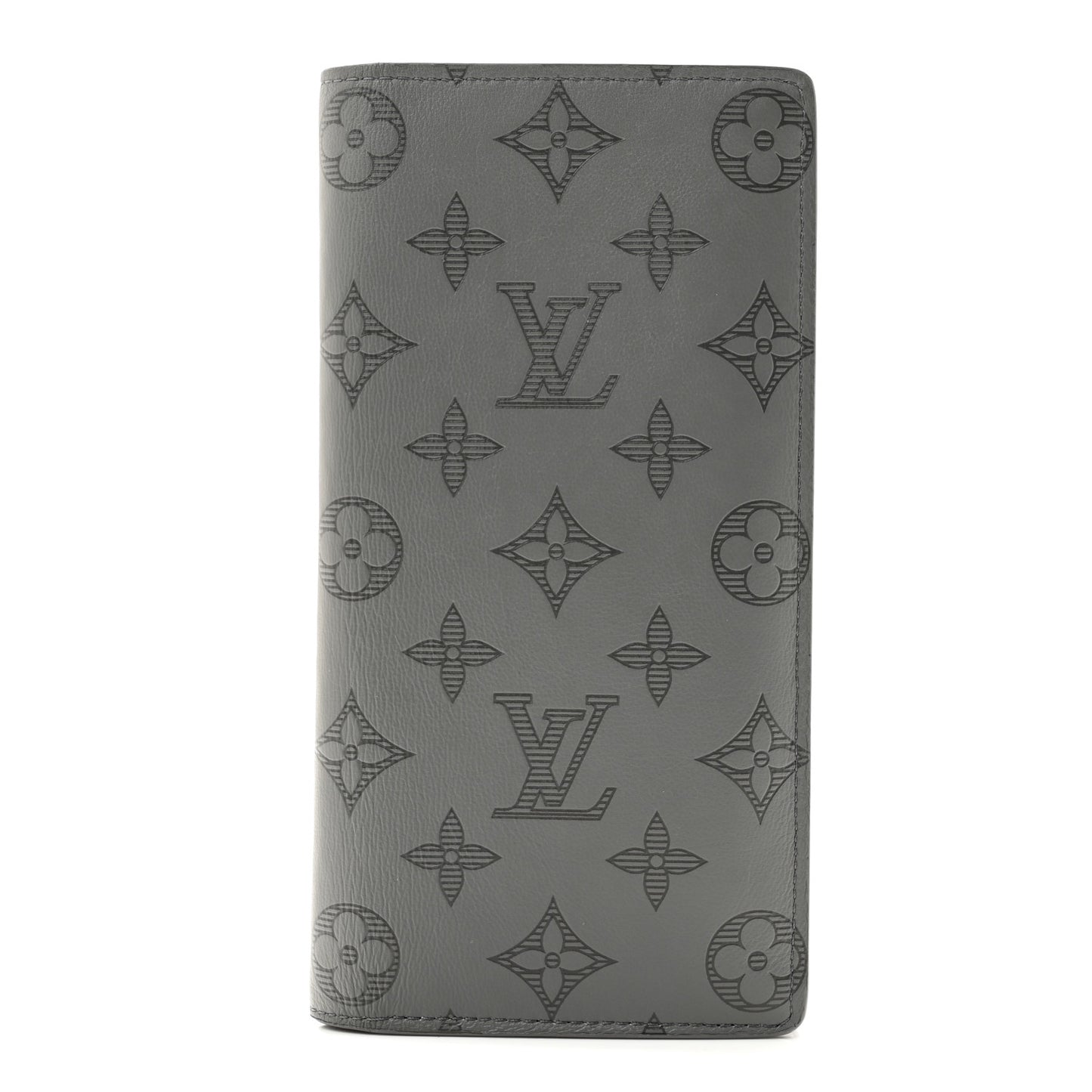 Calfskin Monogram Shadow Brazza Wallet Anthracite Gray