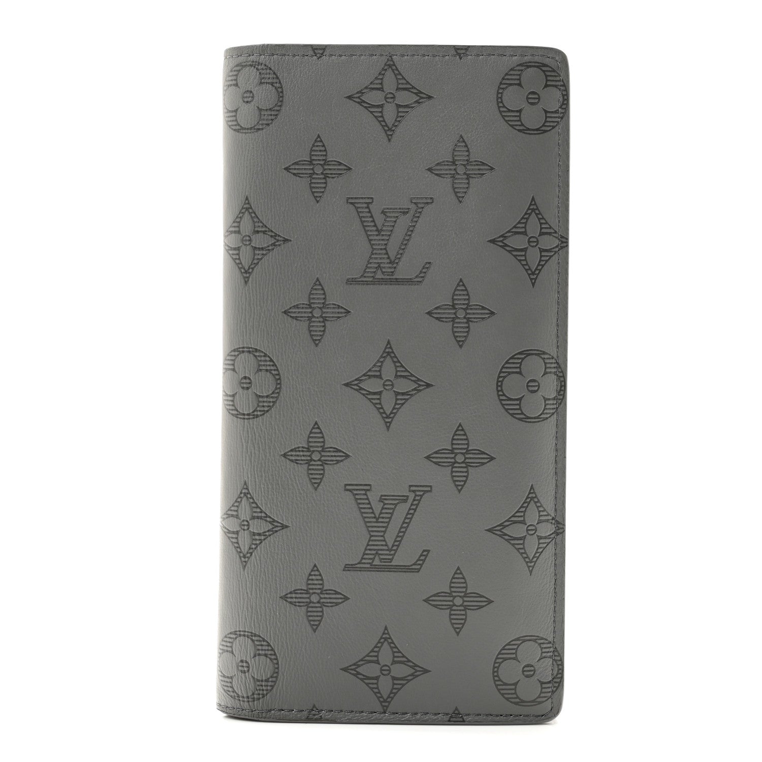 Louis Vuitton Calfskin Monogram Shadow Brazza Wallet Anthracite Gray 1 of 9