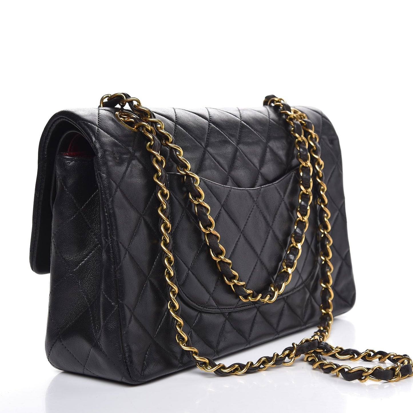 Lambskin Quilted Medium Double Flap Black