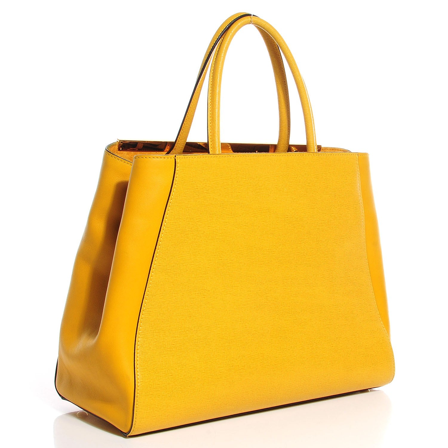 Fendi Vitello Elite Regular 2Jours Tote Yellow Chantilly 3 of 12
