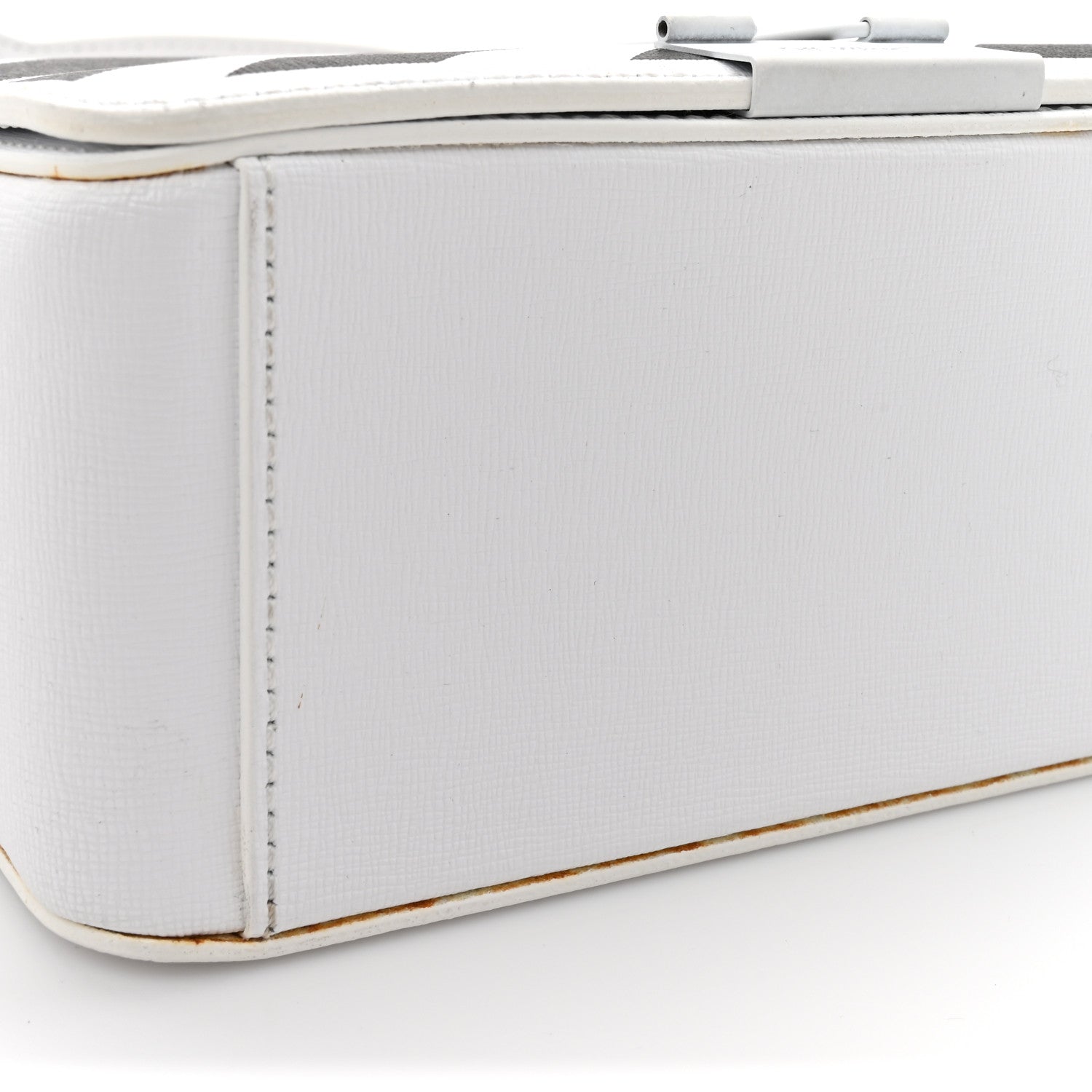 Off-White Saffiano Striped Mini Diag Binder Clip Bag White Black 11 of 11