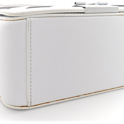 Off-White Saffiano Striped Mini Diag Binder Clip Bag White Black 11 of 11