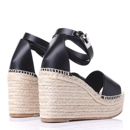 Hermes Calfskin Tipoli Espadrille Wedges 39 Black 4 of 10